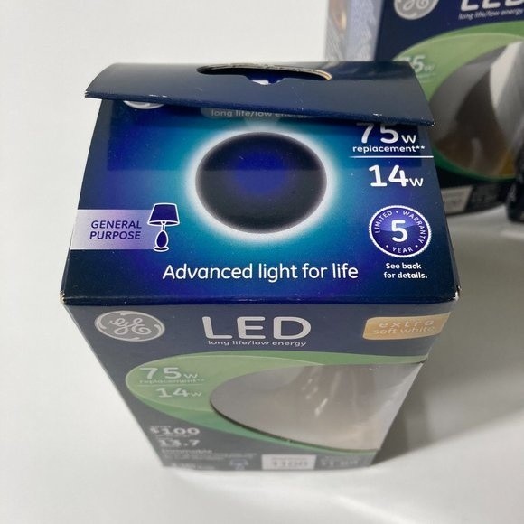 GE LED Extra Soft White 75w Replacement 14w Dimmable Light Bulbs - Picture 9 of 13
